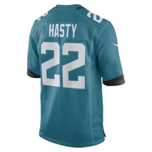 J.Jaguars #22 Jamycal Hasty Teal Game Player Jersey Stitched American Football J