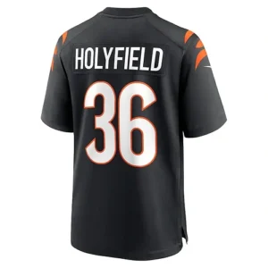 C.Bengals #36 Elijah Holyfield Black Game Player Jersey Stitched American Footba