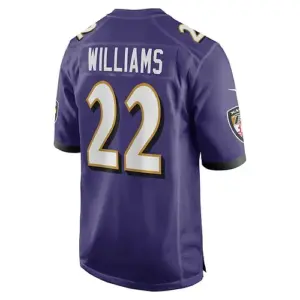 B.Ravens #22 Damarion Williams Purple Player Game Jersey Stitched American Footb