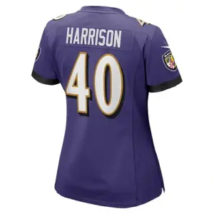 B.Ravens #40 Malik Harrison Purple Game Jersey Stitched American Football Jersey