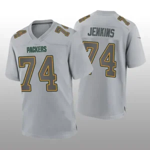 GB.Packers #74 Elgton Jenkins Gray Atmosphere Game Jersey Stitched American Foot