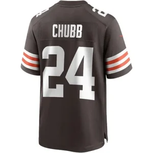 C.Browns #24 Nick Chubb Brown Game Player Jersey Stitched American Football Jers