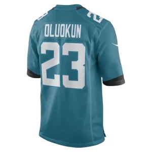 J.Jaguars #23 Foyesade Oluokun Teal Game Player Jersey Stitched American Footbal