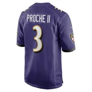 B.Ravens #3 James Proche II Purple Team Game Player Jersey Stitched American Foo