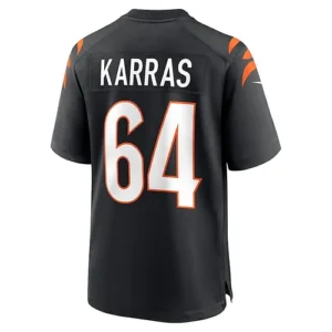 C.Bengals #64 Ted Karras Black Game Player Jersey Stitched American Football Jer