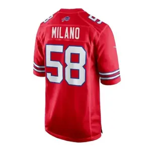 B.Bills #58 Matt Milano Alternate Game Jersey - Red American Stitched Football J