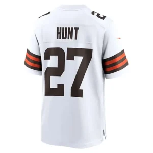 C.Browns #27 Kareem Hunt White Game Player Jersey Stitched American Football Jer