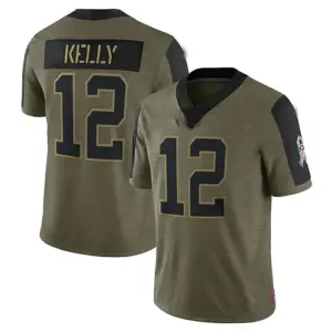 B.Bills #12 Jim Kelly Olive 2021 Salute To Service Retired Player Limited Jersey