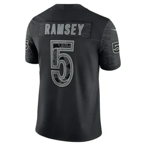 LA.Rams #5 Jalen Ramsey Black RFLCTV Limited Jersey Stitched American Football J