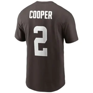 C.Browns #2 Amari Cooper Brown Player Name & Number T-Shirt Stitched American F