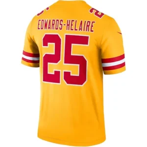 KC.Chiefs #25 Clyde Edwards-Helaire Gold Inverted Legend Jersey Stitched Americ