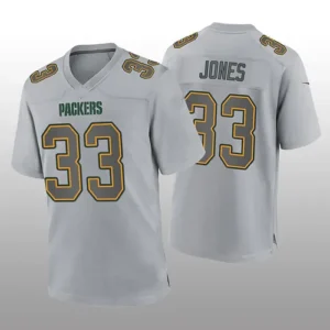 GB.Packers #33 Aaron Jones Gray Atmosphere Game Jersey Stitched American Footbal