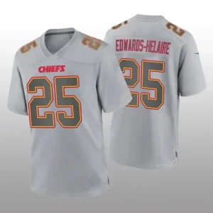 KC.Chiefs #25 Clyde Edwards-Helaire Gray Atmosphere Game Jersey Stitched America