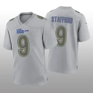 LA.Rams #9 Matthew Stafford Gray Atmosphere Game Jersey Stitched American Footba