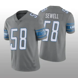 D.Lions # 58 Penei Sewell Silver Vapor Limited Jersey Stitched American Football