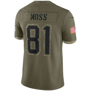 NE.Patriots #81 Randy Moss Olive 2022 Salute To Service Retired Player Limited J