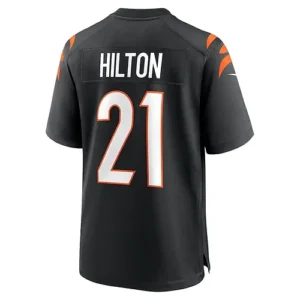 C.Bengals #21 Mike Hilton Black Game Player Jersey Stitched American Football Je