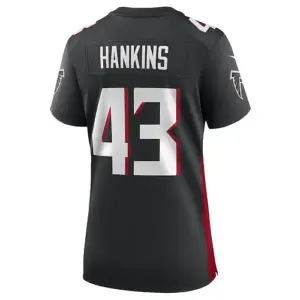 A.Falcons #43 Matt Hankins Black Game Player Jersey Stitched American Football J