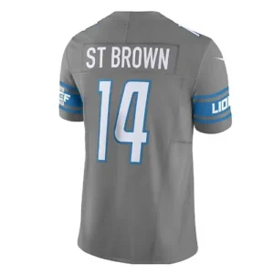 D.Lions #14 Amon-Ra St. Brown Vapor F.U.S.E. Limited Jersey - Silver Stitched Am