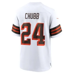 C.Browns #24 Nick Chubb White 1946 Collection Alternate Game Jersey Stitched Ame