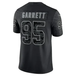 C.Browns #95 Myles Garrett Black RFLCTV Limited Jersey Stitched American Footbal