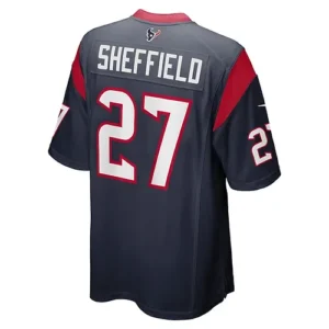 H.Texans #27 Kendall Sheffield Navy Player Game Jersey Stitched American Footbal