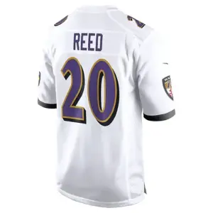 B.Ravens #20 Ed Reed White Retired Player Game Jersey Stitched American Football