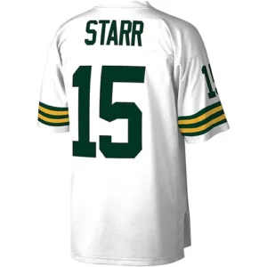 GB.Packers #15 Bart Starr Mitchell & Ness White 1969 Legacy Replica Jersey Stitc