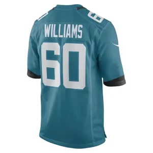 J.Jaguars #60 Darryl Williams Teal Game Player Jersey Stitched American Football