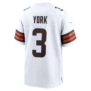 C.Browns #3 Cade York White Game Player Jersey Stitched American Football Jersey