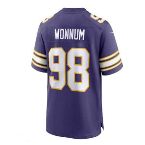 MN.Vikings #98 D.J. Wonnum Classic Player Game Jersey - Purple Stitched American