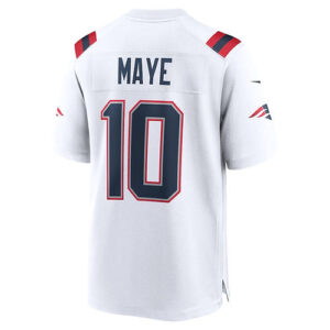 NE.Patriots #10 Drake Maye 2024 Draft First Round Pick Player Game Jersey - Whit