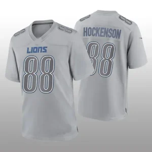 D.Lions #88 T.J. Hockenson Gray Game Atmosphere Jersey Stitched American Footba