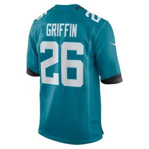 J.Jaguars #26 Shaquill Griffin Teal Game Jersey Stitched American Football Jerse