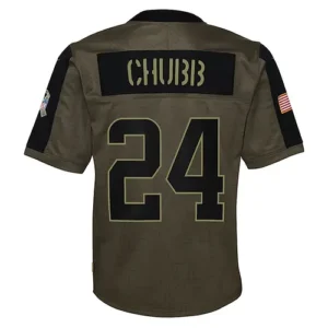 C.Browns #24 Nick Chubb Olive 2021 Salute To Service Game Jersey Stitched Americ