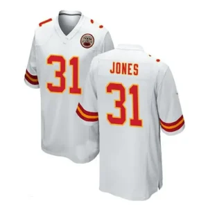 KC.Chiefs #31 Nic Jones Game Jersey - White Stitched American Football Jerseys