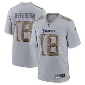 Men's Minnesota_Vikings Justin Jefferson Gray Atmosphere Fashion Game Jersey