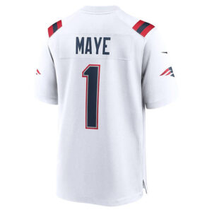 NE.Patriots #1 Drake Maye 2024 Draft First Round Pick Player Game Jersey - White