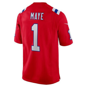 NE.Patriots #1 Drake Maye 2024 Draft First Round Pick Player Game Jersey - Red A