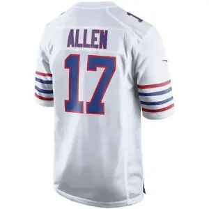 B.Bills #17 Josh Allen White Alternate Game Player Jersey American Stitched Foot