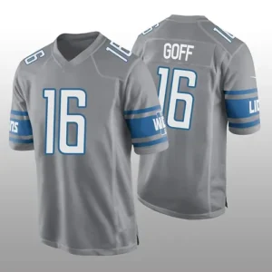 D.Lions #16 Jared Goff Alternate Game Jersey - Silver Stitched American Football