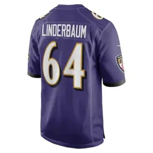 B.Ravens #64 Tyler Linderbaum Purple 2022 Draft First Round Pick Game Jersey Sti