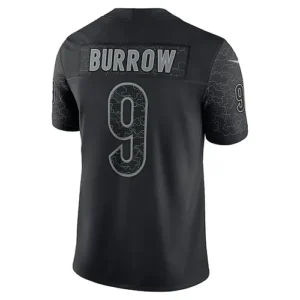 C.Bengals #9 Joe Burrow Black RFLCTV Limited Jersey Stitched American Football J