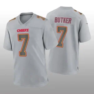 KC.Chiefs #7 Harrison Butker Gray Atmosphere Game Jersey Stitched American Footb