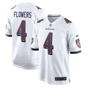 Men's Baltimore_Ravens Zay Flowers White Game Jersey