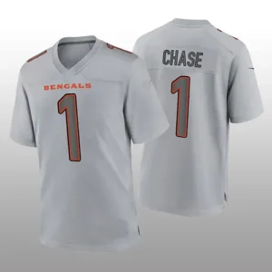 C.Bengals #1 Ja'Marr Chase Gray Atmosphere Game Jersey Stitched American Footbal