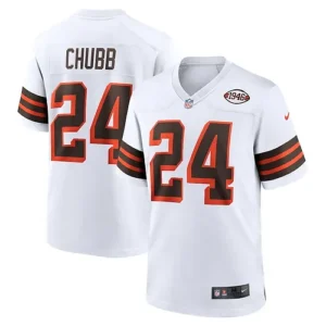 Men's Cleveland_Browns Nick Chubb White 1946 Collection Alternate Game Jersey