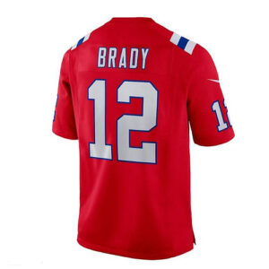 NE.Patriots #12 Tom Brady Red Retired Game Jersey Stitched American Football Jer