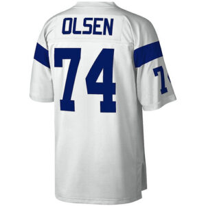 LA.Rams #74 Merlin Olsen Mitchell & Ness White 1969 Legacy Replica Jersey Stitch