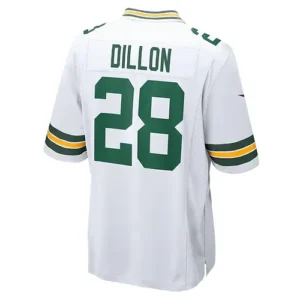 GB.Packers #28 AJ Dillon White Game Player Jersey Stitched American Football Jer